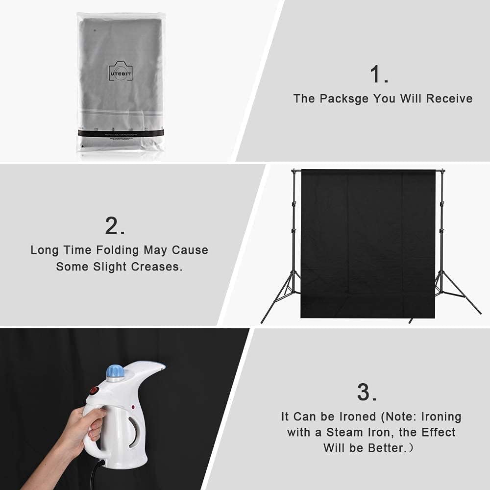 Utebit 5X6.5Ft Black Backdrop Curtain - Chroma Key Background For Photography & Professional Photo Backdrop For Photo Video Stud