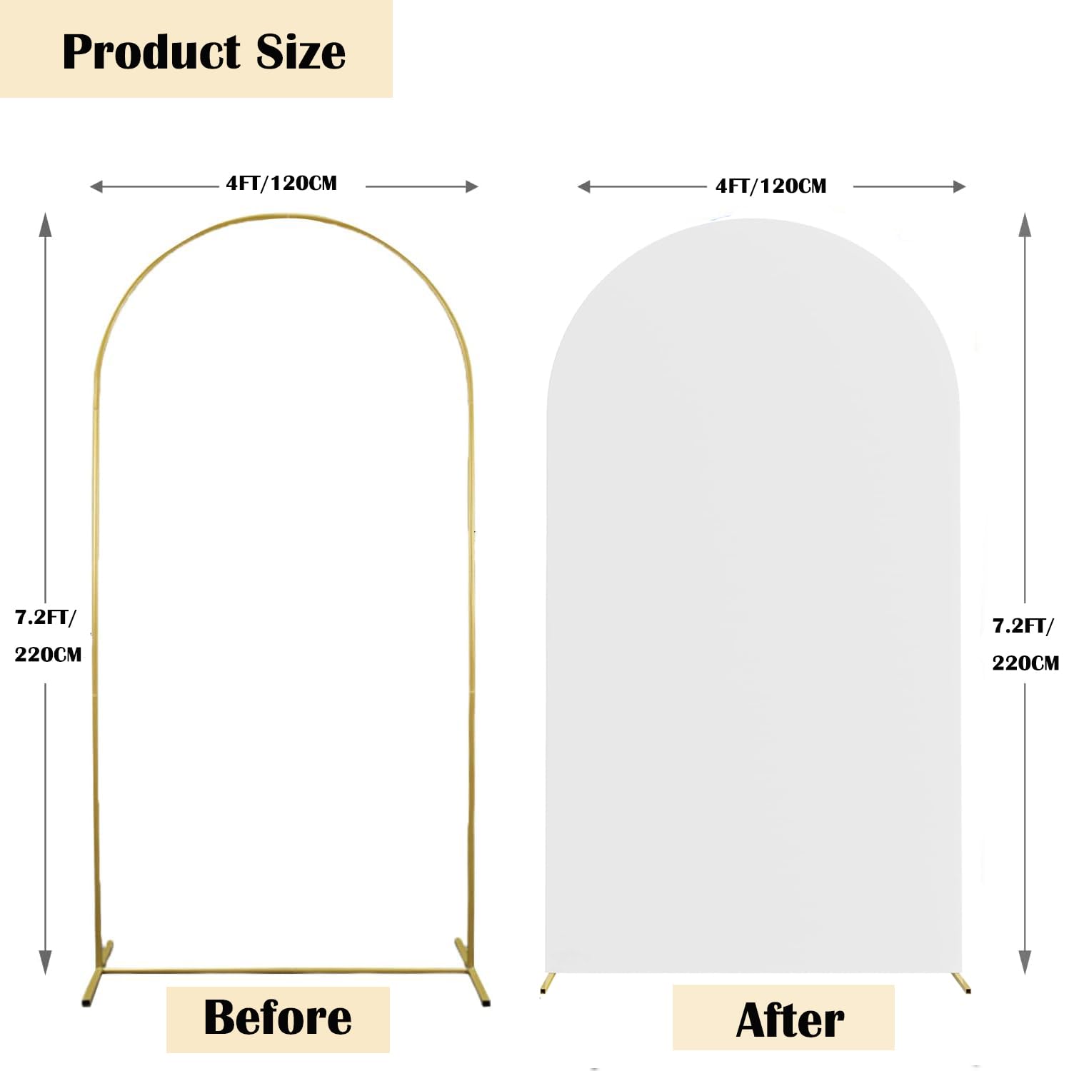 Maiangel 7.2Ft Wedding Arch Cover Spandex Fitted Stretchy Arch Stand Covers,2 Sided Round Top Chiara Backdrop Cover For Party Bi