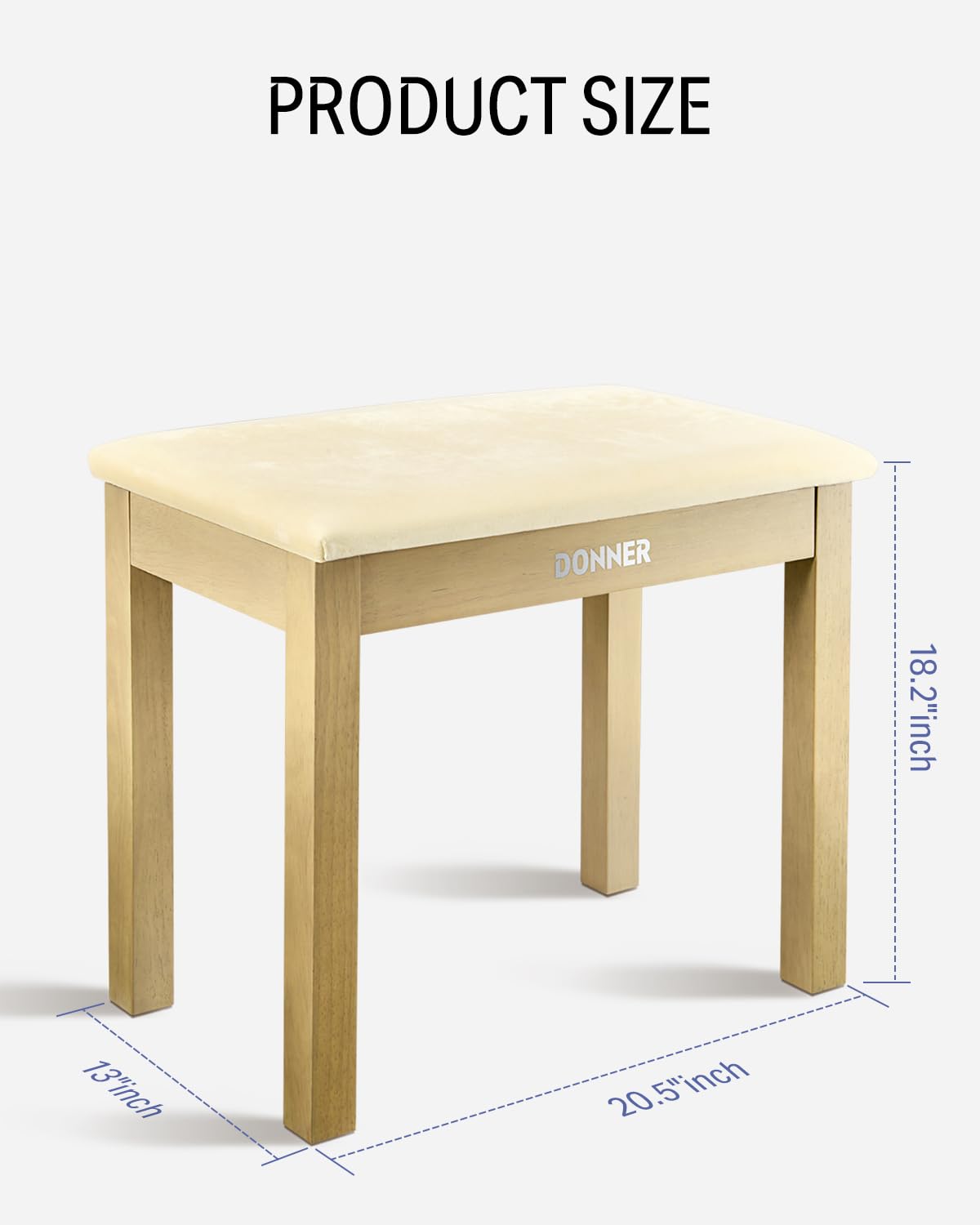 Donner Piano Bench With Storage, Solid Wood Keyboard Bench Piano Bookcase Stool Chair Seat With High Density Suede Cushion, Ligh