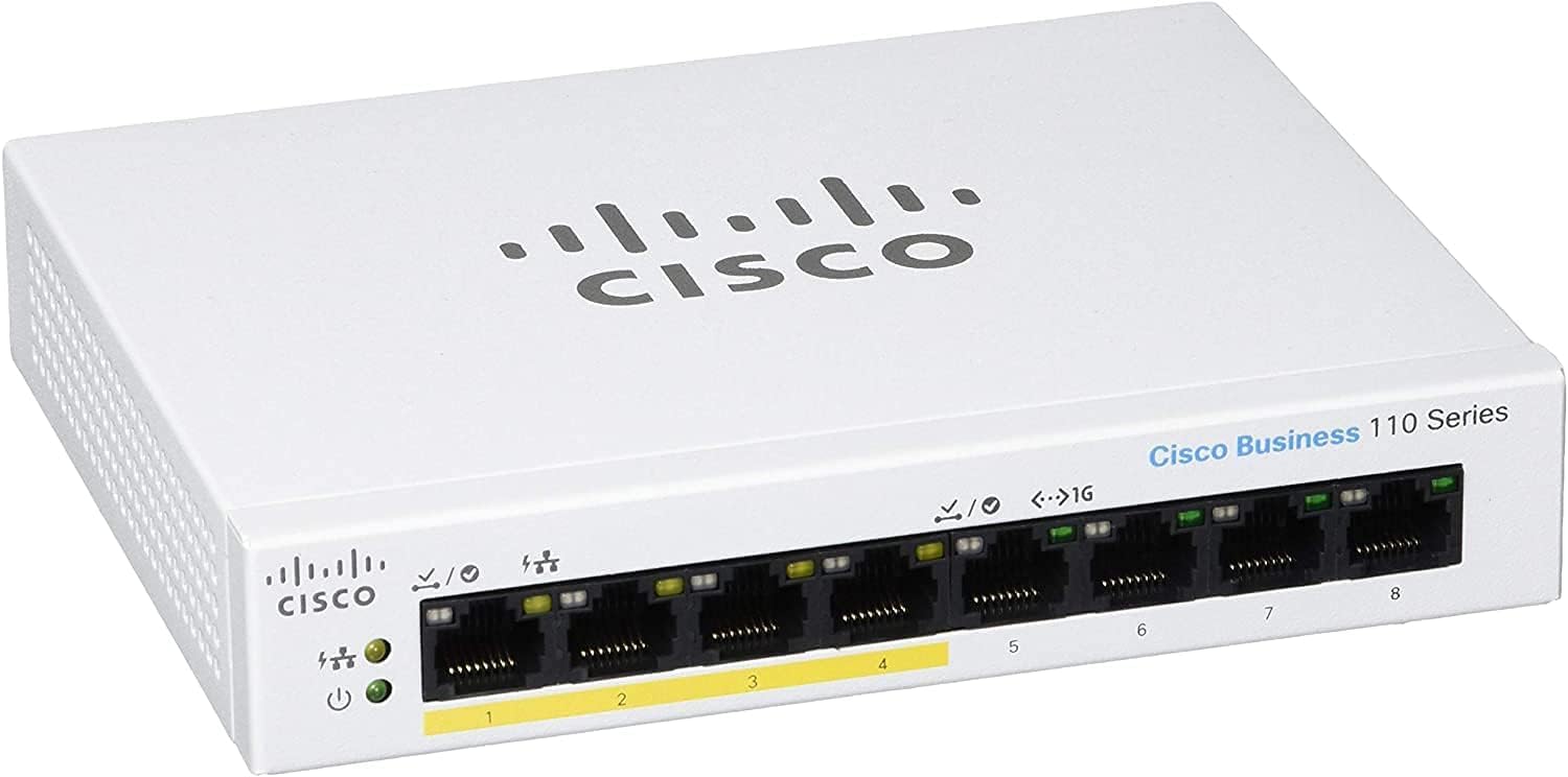 Cisco Business CBS1108PPD Unmanaged Switch | 8 Port GE | Partial PoE | Desktop | Ext PS | Limited Lifetime Protection (CBS110