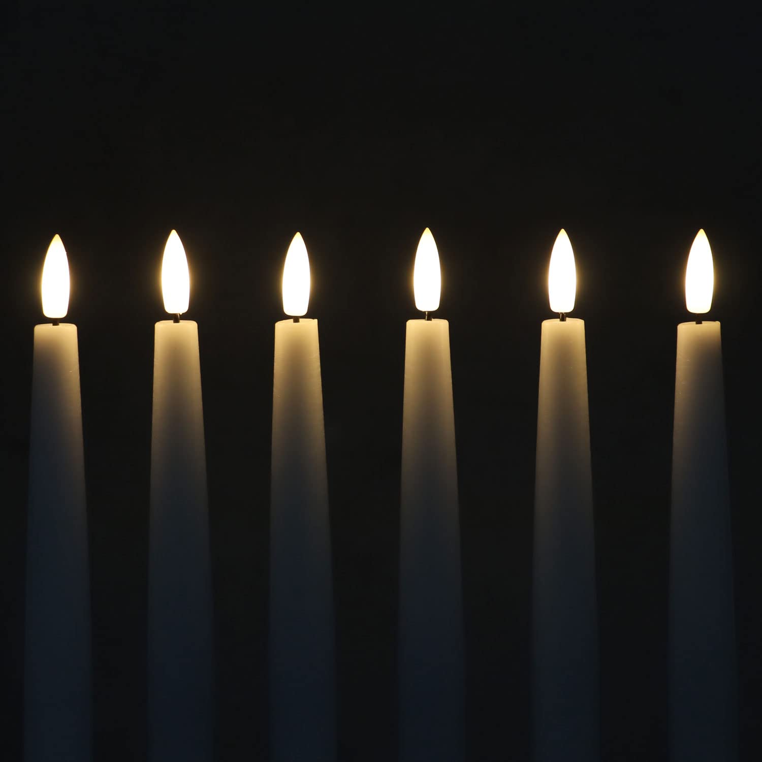 Rhytsing 11.4'' Flameless Taper Candles With Timer Function, Battery Operated Dinner Tall Candlestick Rustic Wax, Warm White Led