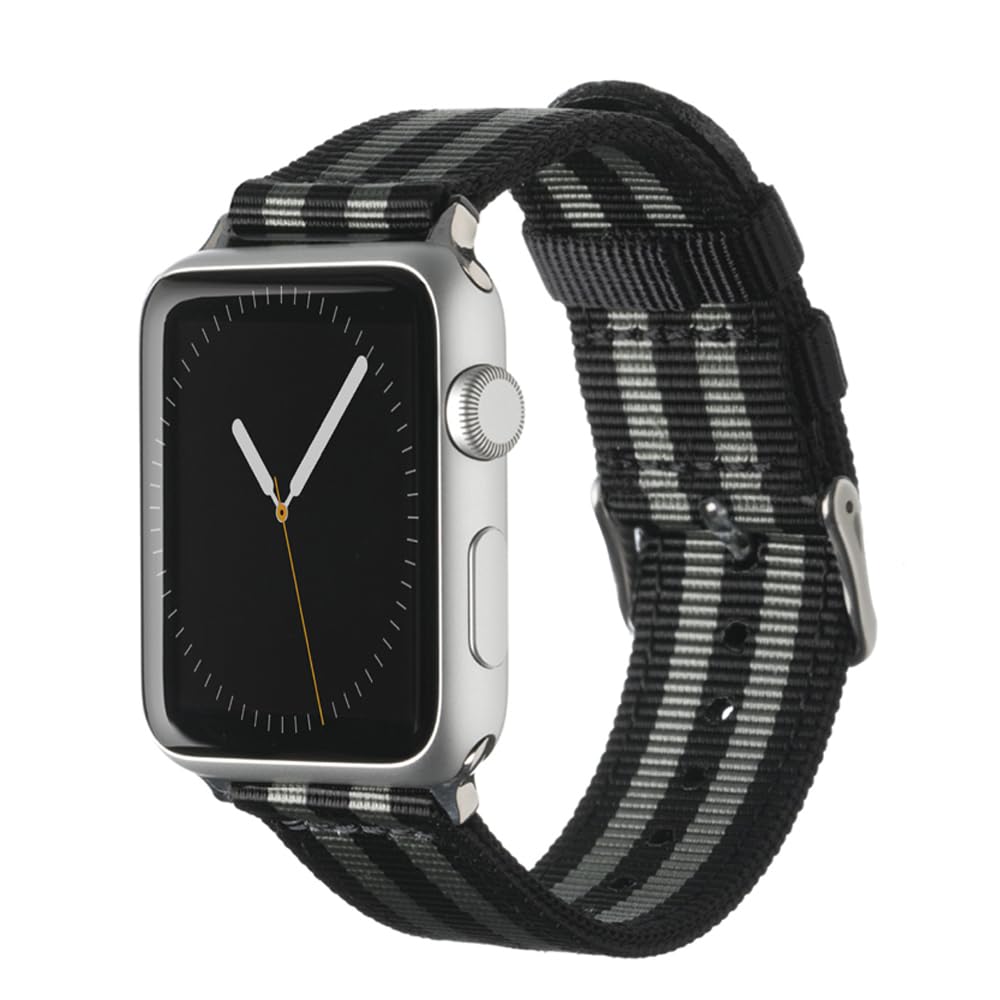 Archer Watch Straps - Premium Nylon Straps for Apple Watch (Black/Gray, Stainless, 44/45/46/49mm)