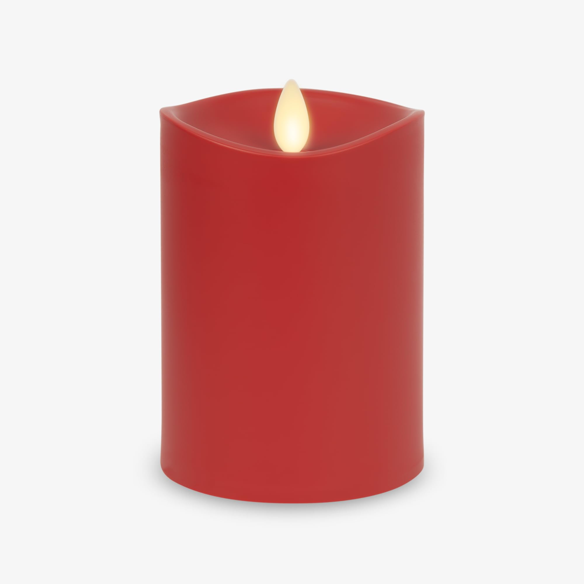 Luminara Cherry Red Outdoor Flameless Candle Moving Flame Led Pillar Battery Operated Lights For Outdoor Decor (3.25'' X 5'')