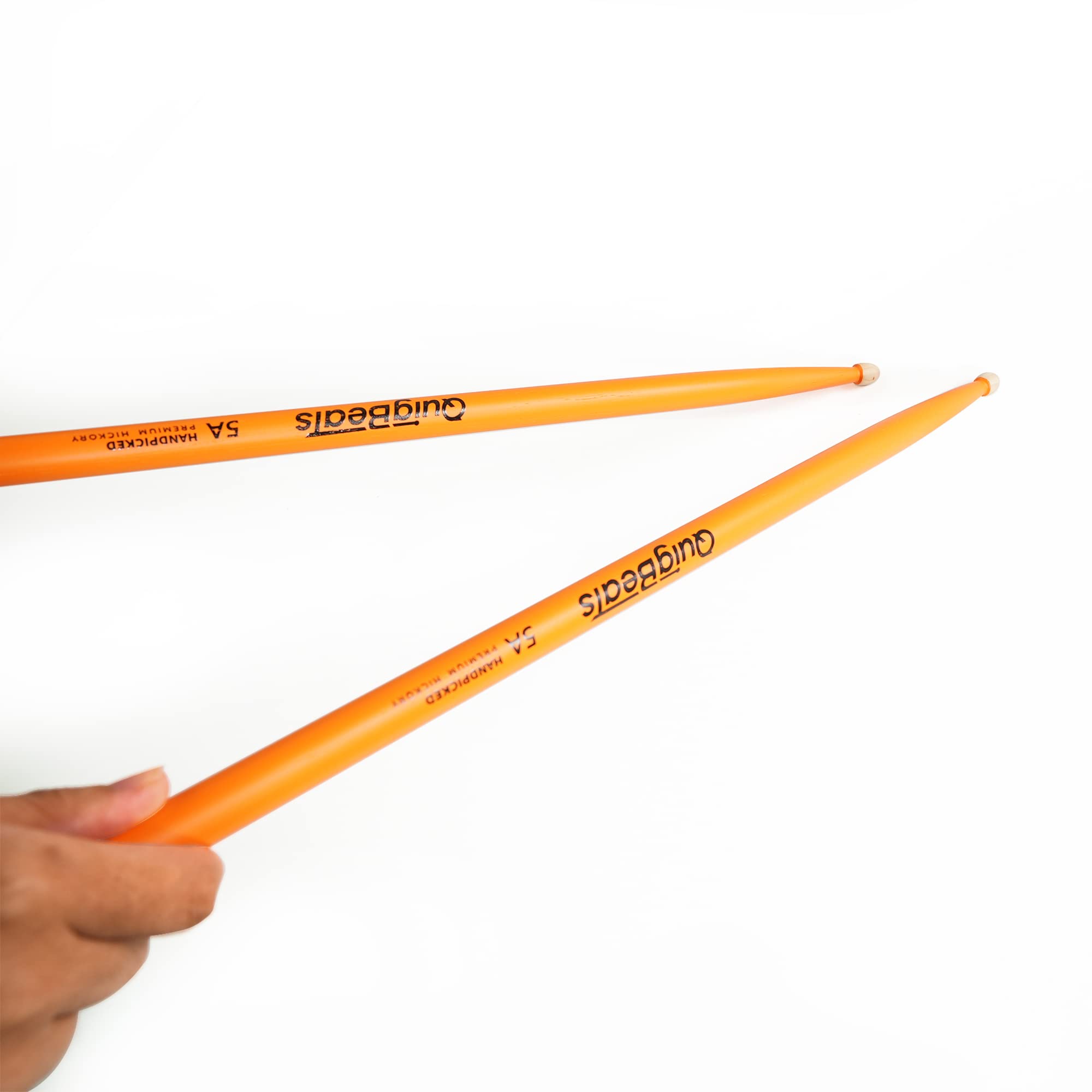 Quigbeats Drum Sticks, Hickory 5A Drumsticks, Drumsticks For Adults & Kids 5A 6 Pairs  Orange