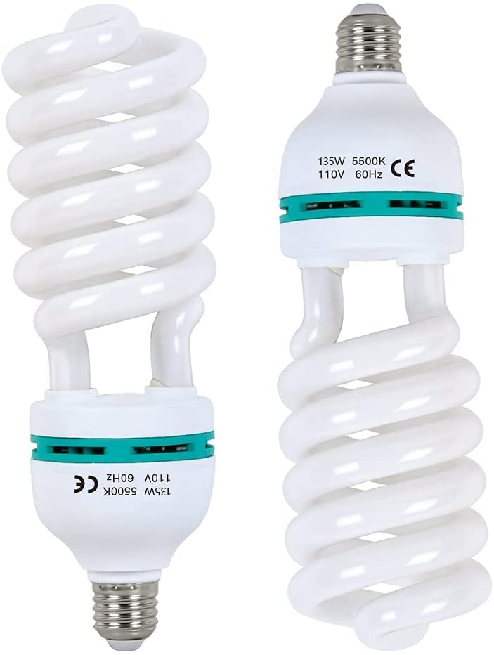Skytex 2Pcs 135W Light Bulb 5500K Cfl Daylight Spiral Softbox Lighting Kit Bulb In E27 Socket For Photography Photo