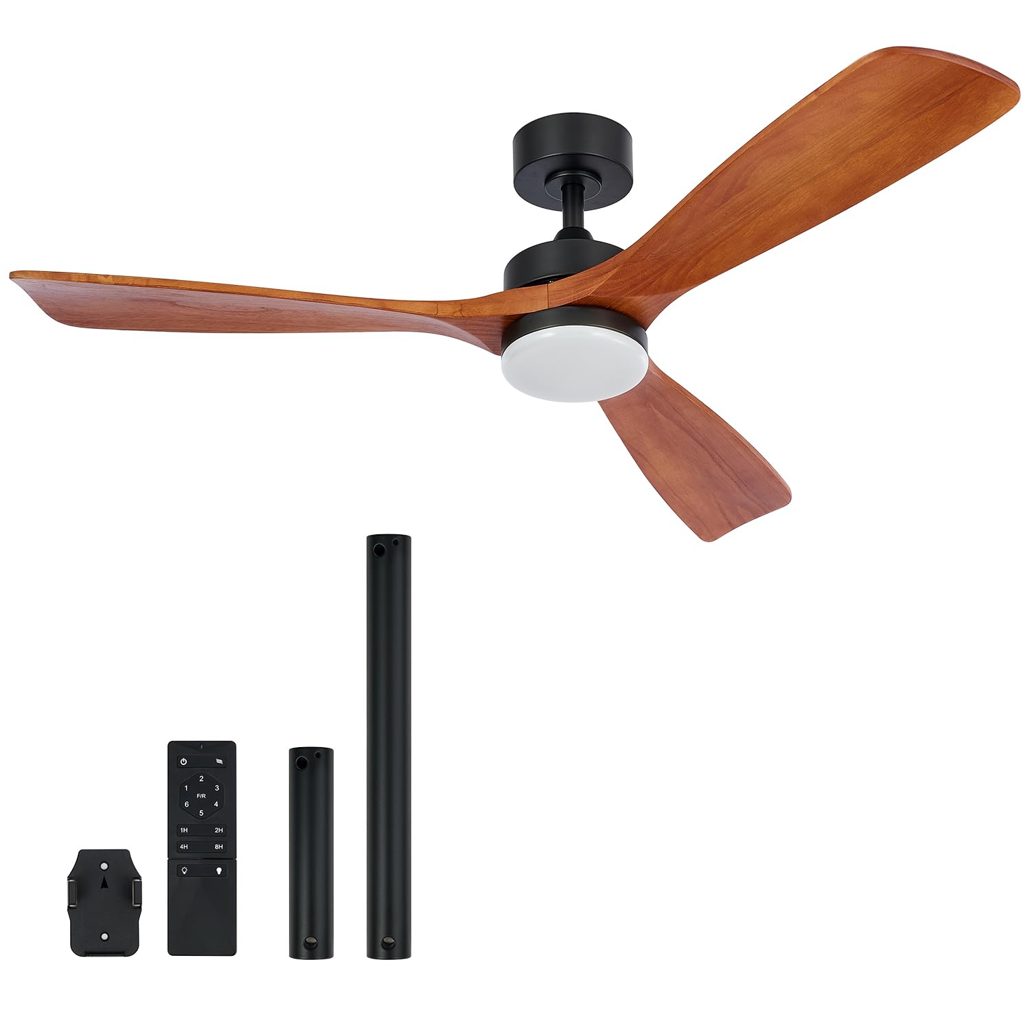 VONLUCE Ceiling Fans with Lights, 52 Inch Ceiling Fan with Remote, 6 Speed Reversible Noiseless DC Motor, 3CCT Wood Ceiling Fan 