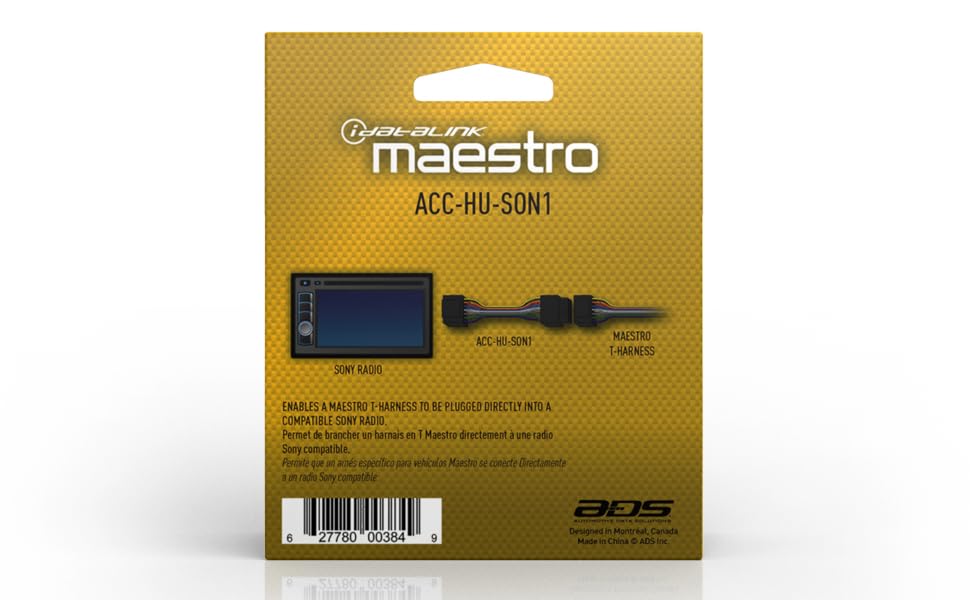 Idatalink Maestro Acc Hu Son1 Plug And Play Installation T Harness For Select Sony Car Radios