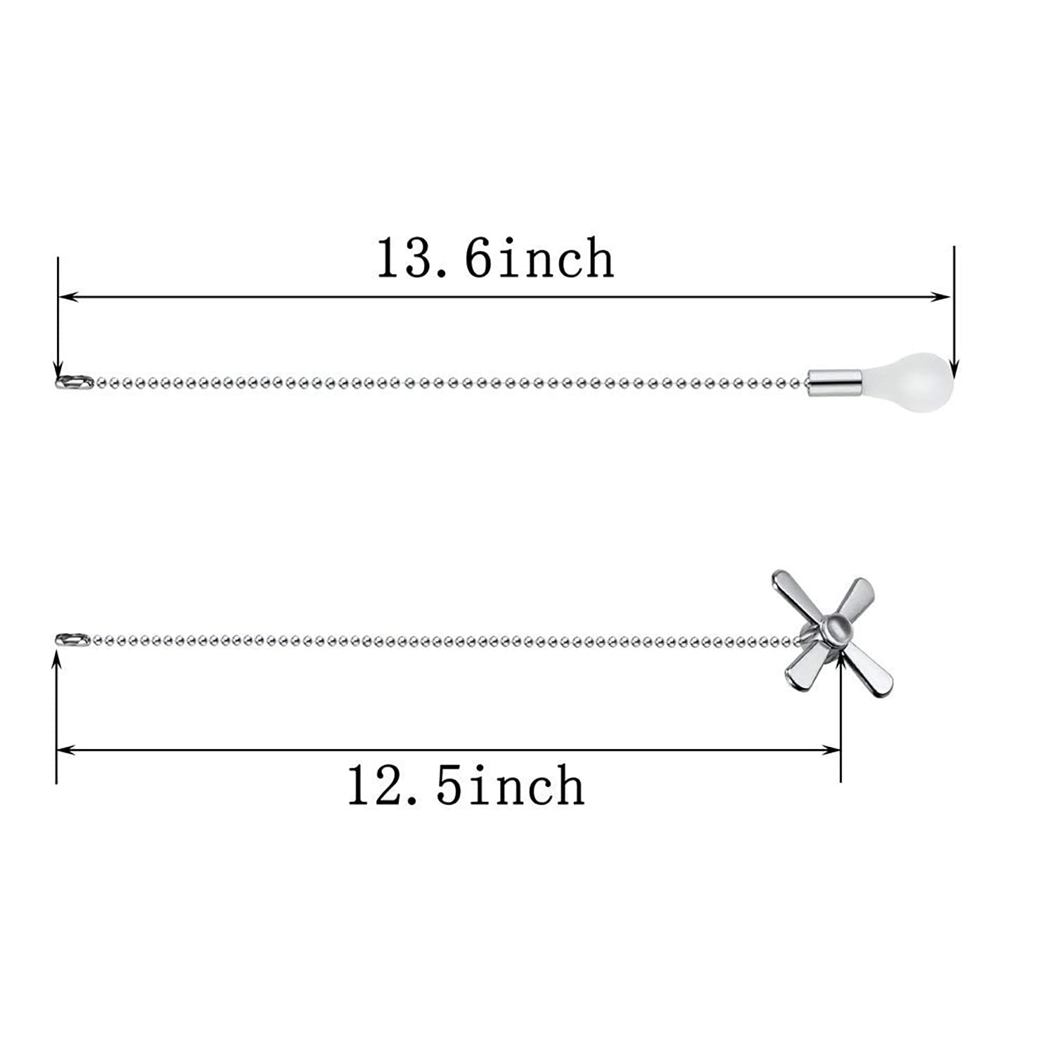 Ceiling Fan Pull Chain, 2Pcs 3Mm Diameter Beaded Ball , 13.6 Inches Fan Pulls Set With Connector(Nickel )