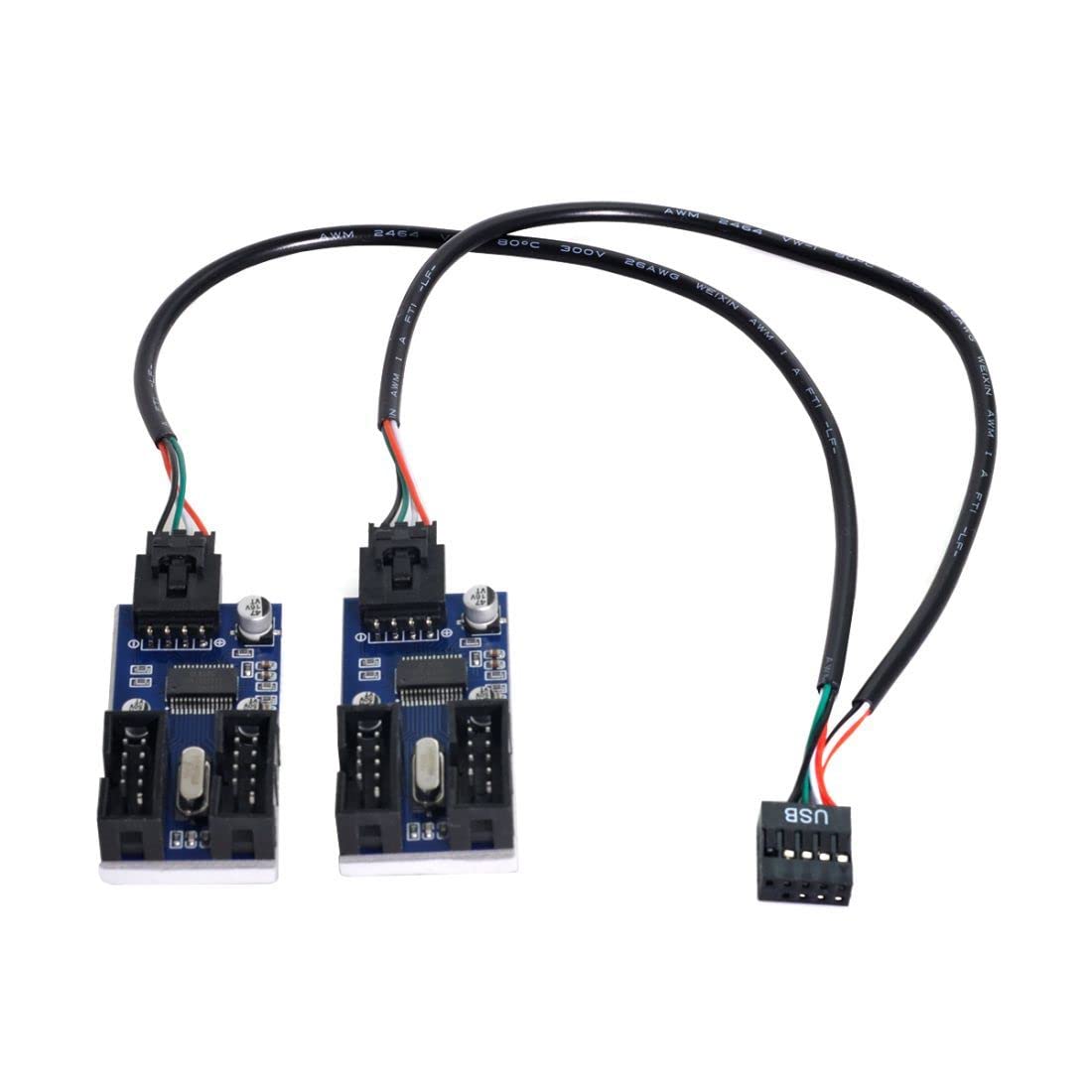 chenyang USB 2.0 Front Panel Header 9Pin/10Pin 1 to 4 HUB 9Pin/10Pin Mainboard Header Extension Adapter Splitter Cable