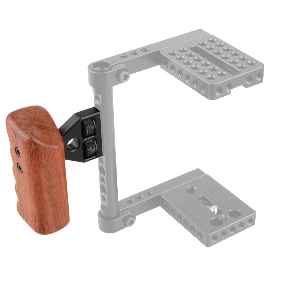 Camvate Dslr Wood Wooden Handle Grip Mount Support For Dv Video Cage Rig (Left Hand) - 1242