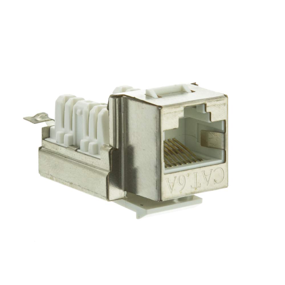 Shielded Cat6A Keystone Jack, Rj45 Female To 110 Punch Down