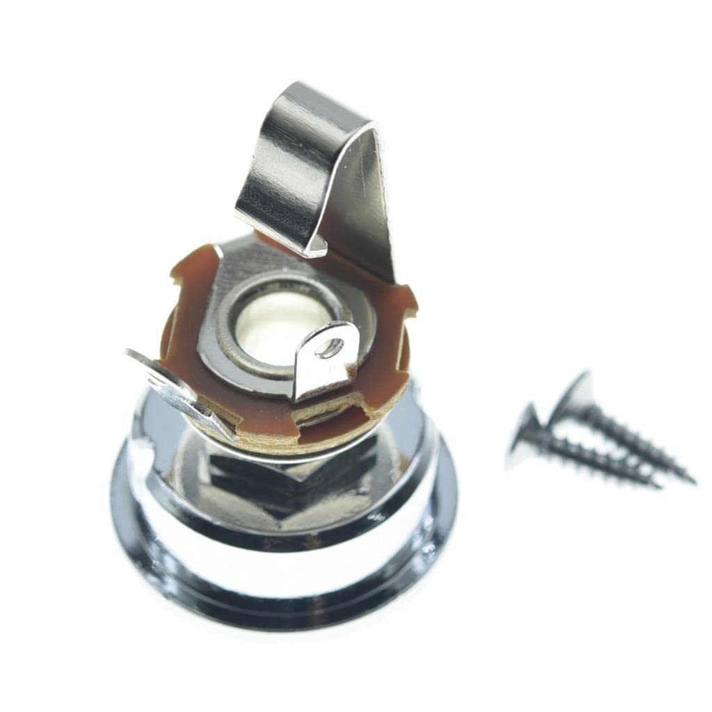 Kaish Chrome Brass Metric Electric Guitar Jackplate Electrosocket Jack Plate With Brass Output Mono Jack And Screws For Fender T