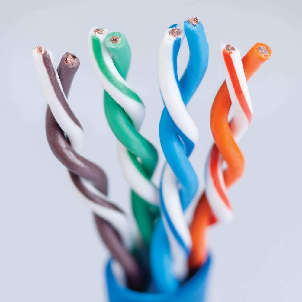 ICC Cat6 CMP Plenum 1000ft UTP 23AWG Solid Pure Copper, True Plenum Certified by UL Bulk Ethernet Cable, PoE++, 500MHz, Reelex No Tangle Pull Box, TAA, National Electrical Code Compliant, Blue