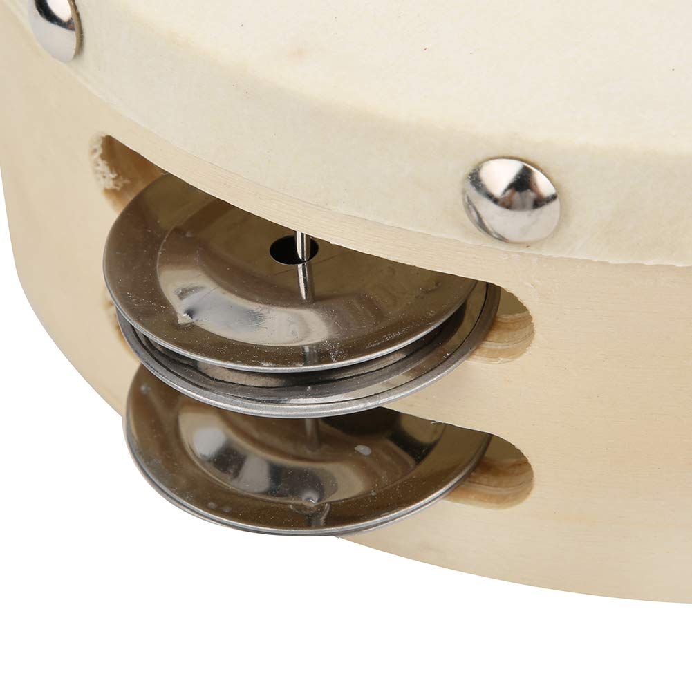 Ubervia White 6 Inch Rustproof Hand Held Tambourine, Kids Music Instruments, Classic Childhood Education for Music Enlightenment