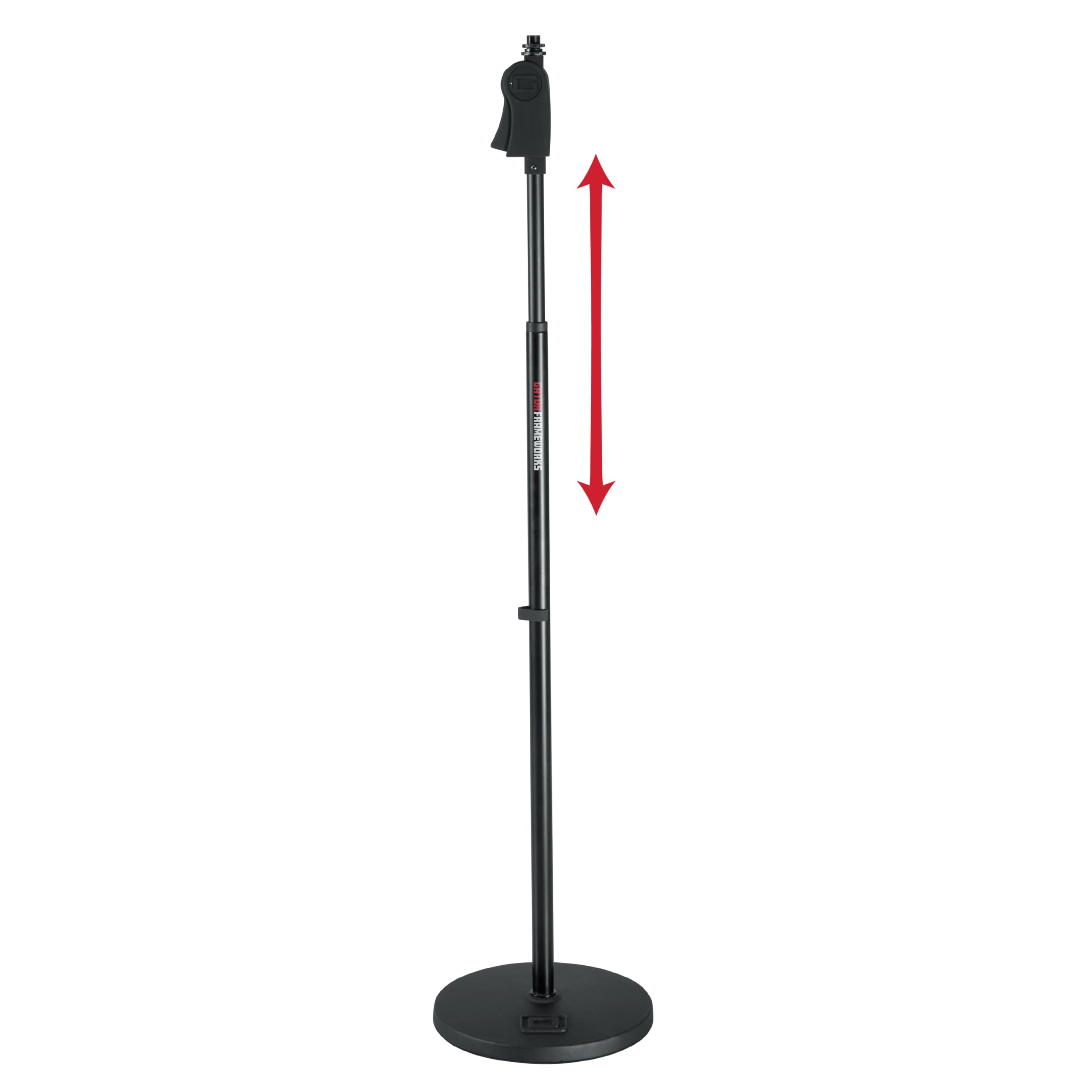 Gator Frameworks Microphone Stand with 10 Weighted Base and Deluxe Soft Grip Squeeze Height Adjustment, (GFW-MIC-1001)
