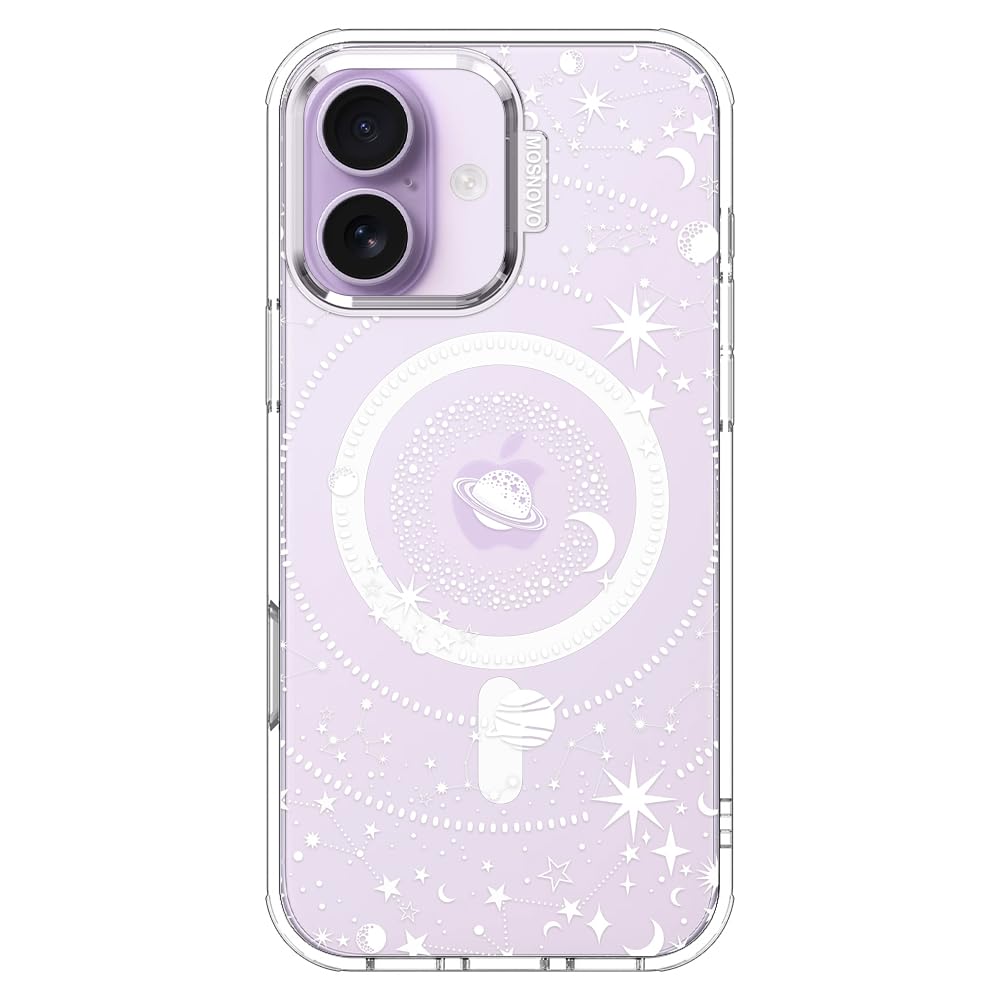 MOSNOVO for iPhone 17 Case | Compatible with Magsafe | Military Grade 6.6ft Drop Tested | Camera Control | Clear with Galaxy Des