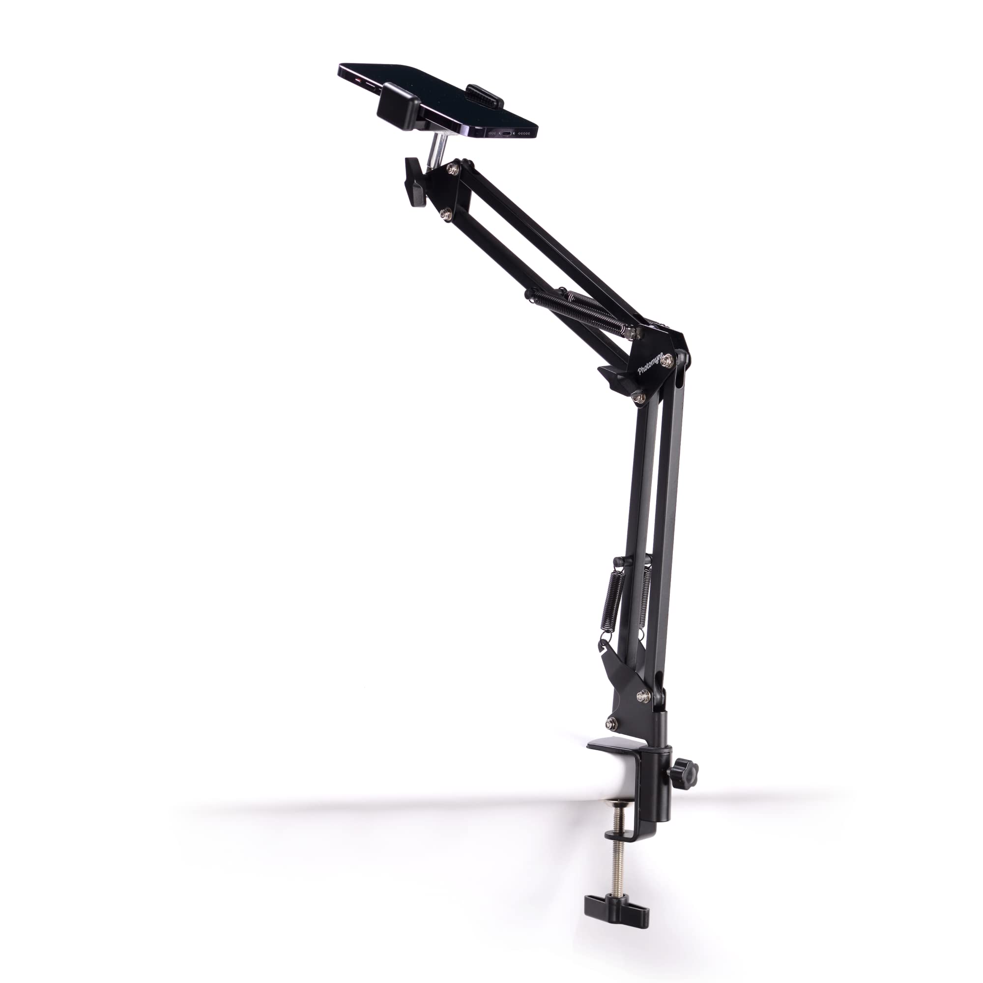 Photomyne Sturdy Flexible Phone Holder For Desk, Table, Office, Kitchen With Clamp For Photo Album Scanning, Iphone Holder For Desk  Black