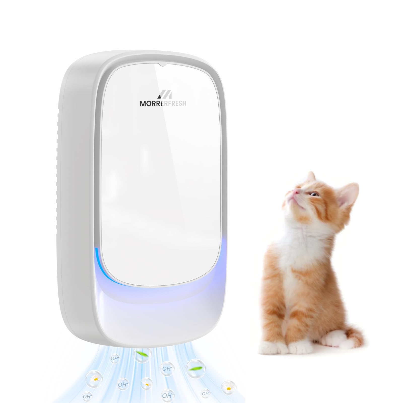 Morrerfresh Cat Litter Deodorizer - 99% Odor Eliminator for Strong Pet Odors, Plug In Negative Ion Air Purifier for Litter Box, 