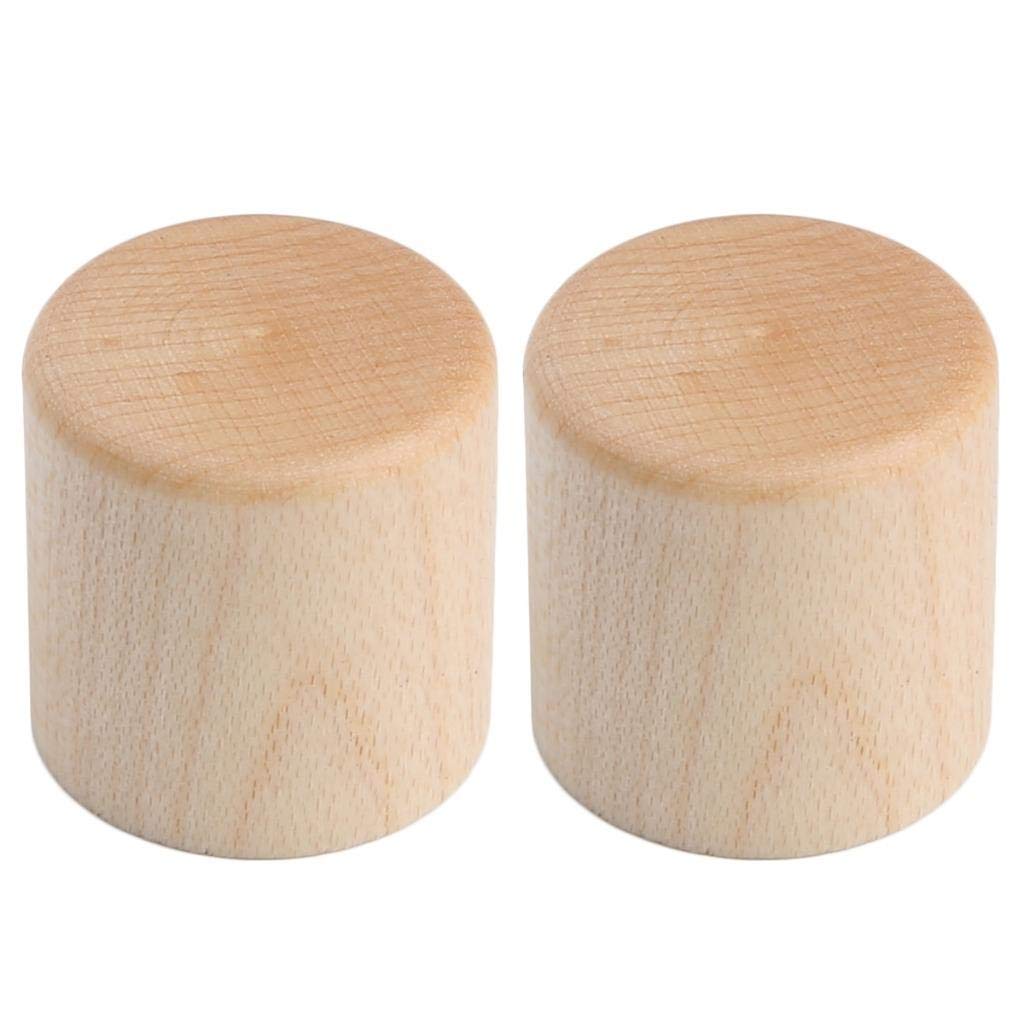 Kaish 2 Pack Wood Knobs Tele Style Flat Top Dome Knobs Guitar Bass Wood Knob Barrel Knobs Maple Wood