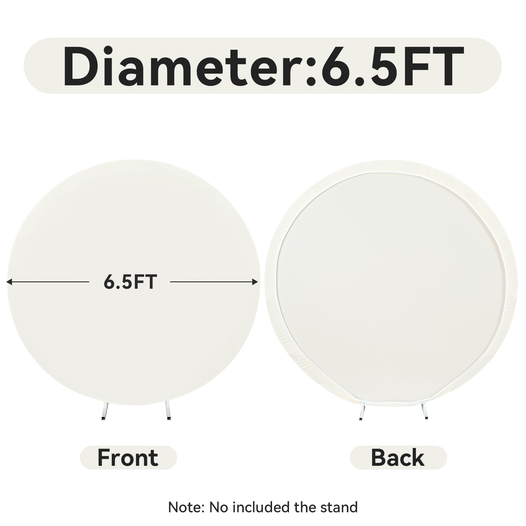 6.5Ft Beige Round Backdrop Cover For 6.5Ft / 6.6Ft Circle Stand, Wrinkle Free Stretchy Circle Arch Round Backdrop Cover For Part