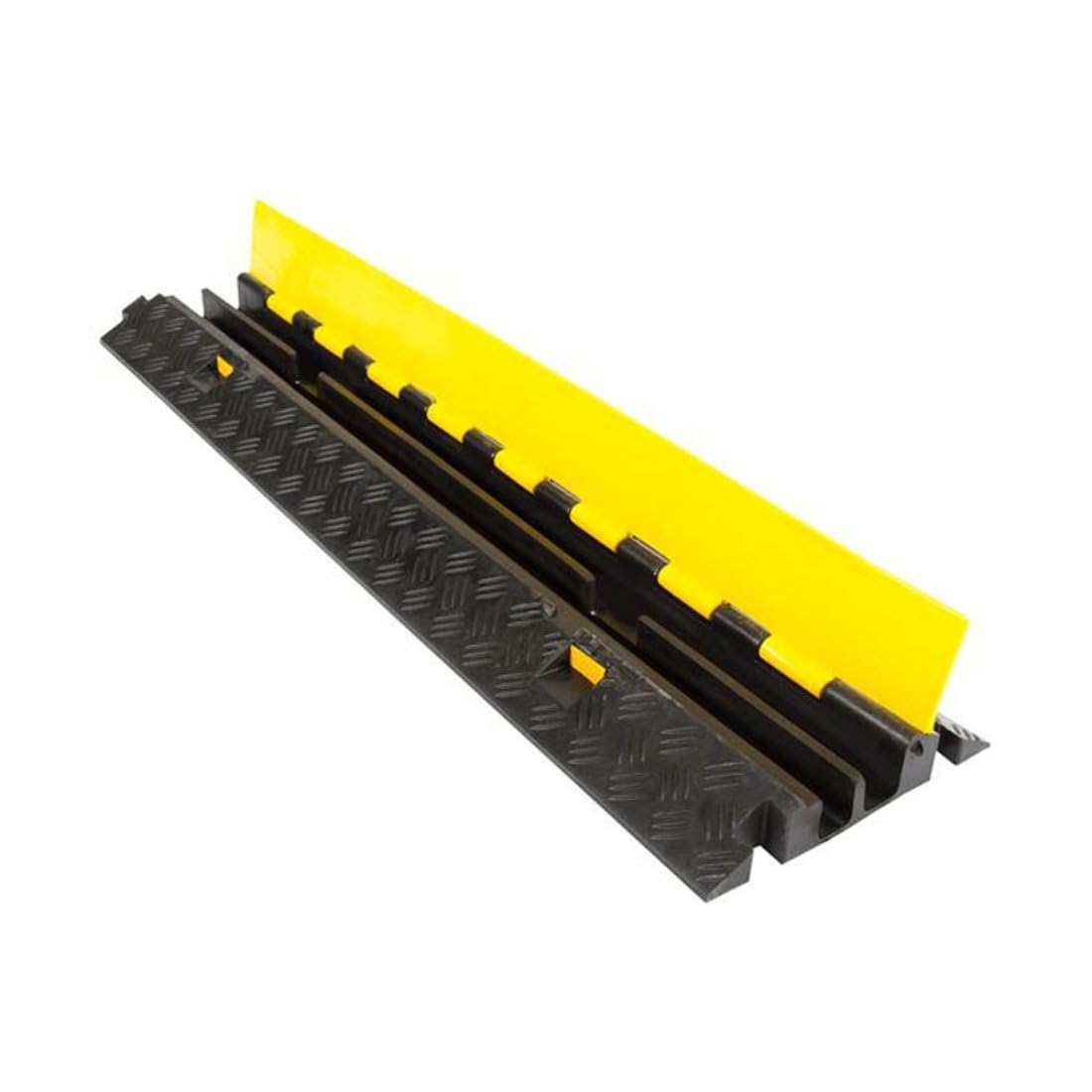 Kable Kontrol Atlas Heavy Duty Cable Protector Ramp   2 Channel   1 Pc   40� Long Black & Yellow   24,000 Lbs Capacity   Rubber Speed Bump Wire Protector Cord Cover   Cp9987