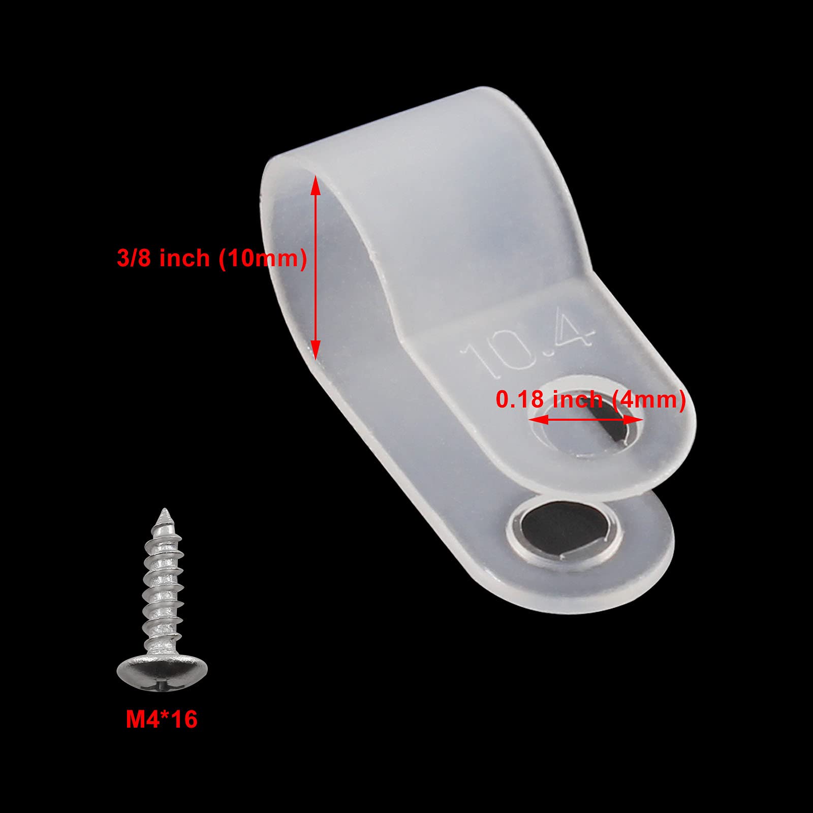 Bonsicoky 50Pcs 3/8 Inch Rope Light P Style Clips With Screws, Cable Clip Wire Clamp Cable Organizer Cord Holder For Wire Manage