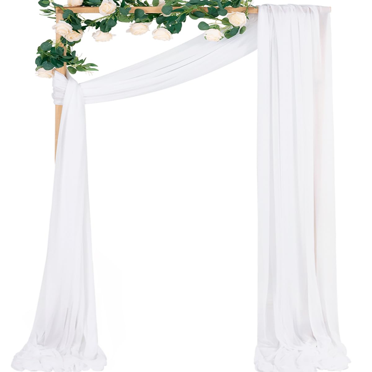 Mlmc Wedding Arch Draping Fabric 2 Panels 29'' X 20Ft White Chiffon Drapery Sheer Backdrop Curtains For Ceremony Wedding Party C