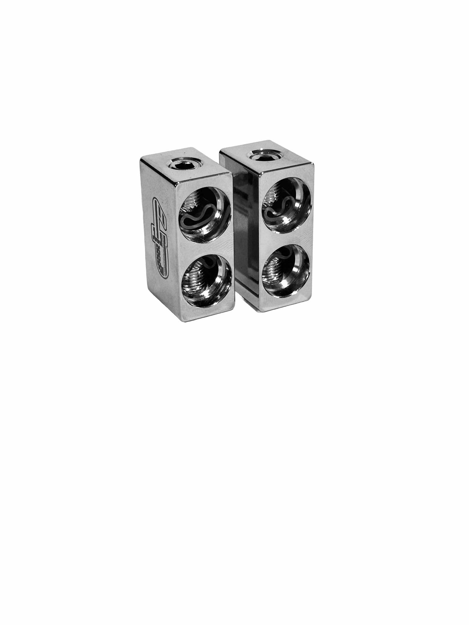 Droppin' Hz Dual 1/0 Awg To 1/0 Offset Amp Inputs 0 Gauge Pair, Machined Aluminum Amplifier Terminals, 6061 Aluminum Constructio