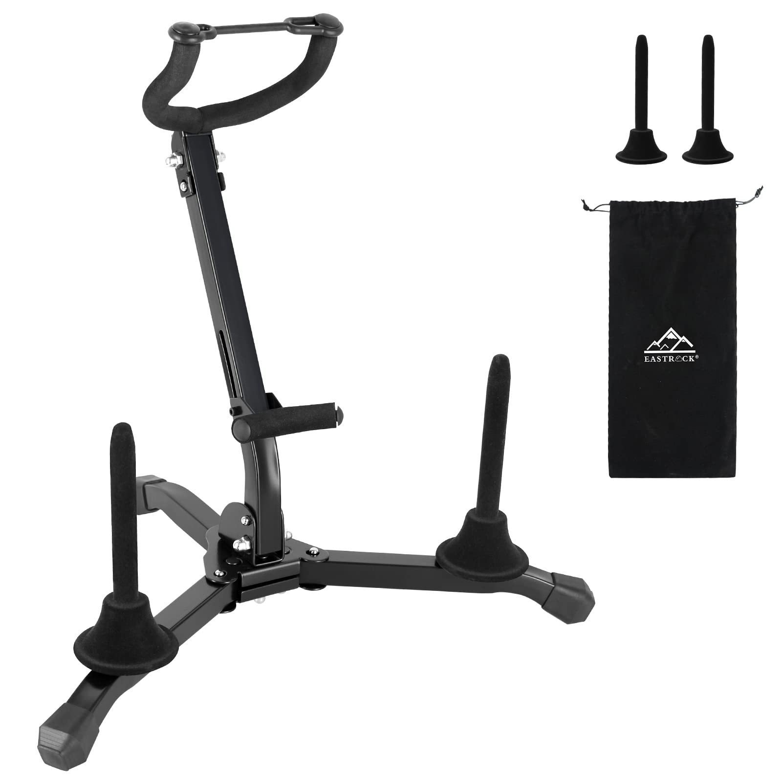 Eastrock Alto&Tenor Saxophone Stand Folding Saxophone Stand Saxophone Holder Rack With 2 Detachable Flute/Clarinet Holders Carry