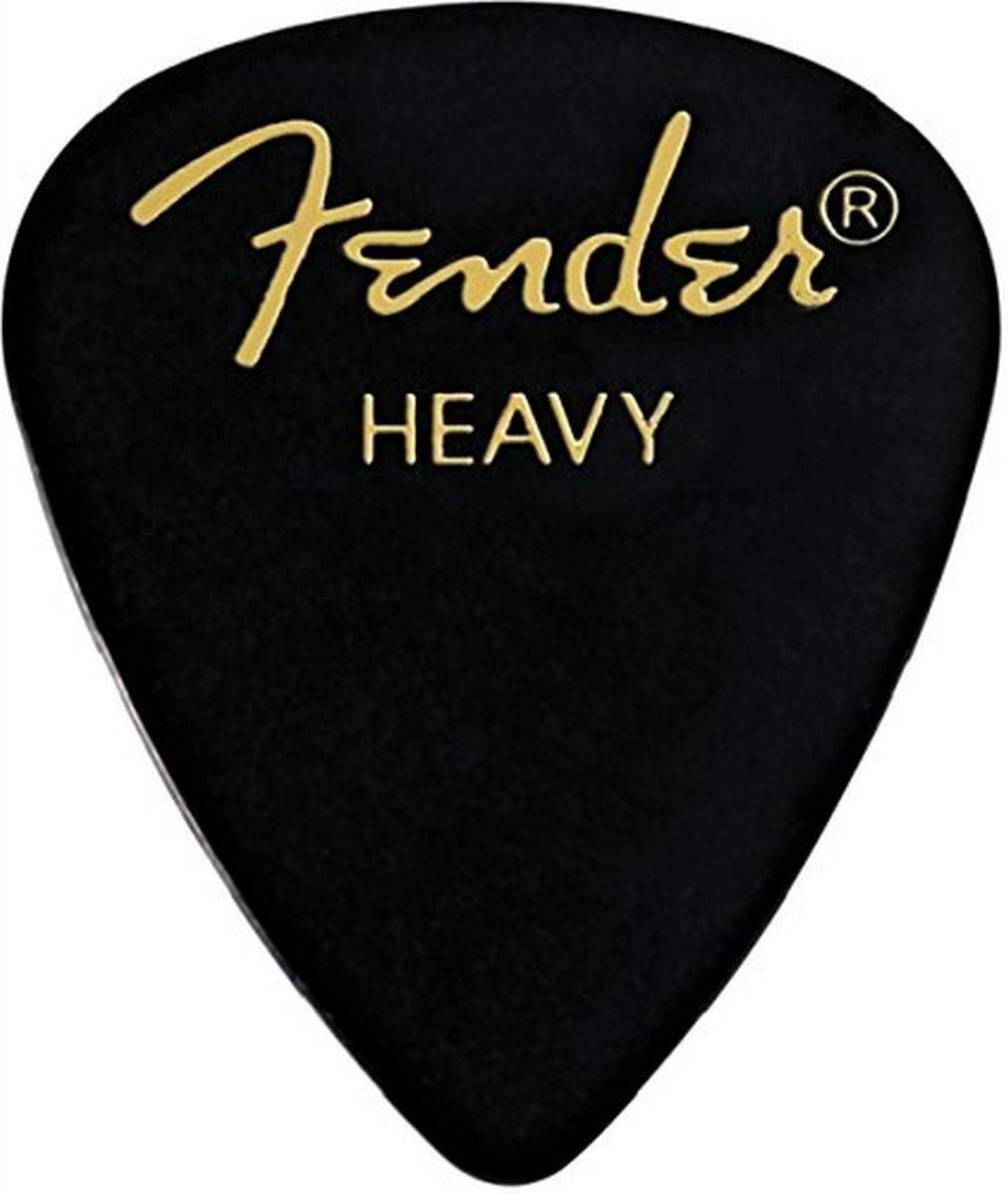 Fender Classic Celluloid Guitar Picks 351 Shape, Guitar Accessories, Black, Heavy, 144 Pack