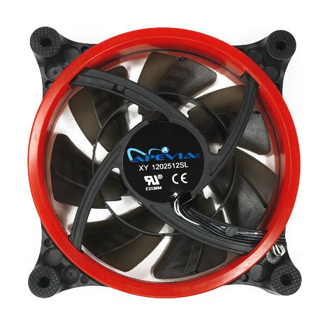 Apevia 312L Crd 120Mm Silent Dual Rings Red Led Fan With 32 X Leds & 8 X Anti Vibration Rubber Pads (3 Pk)