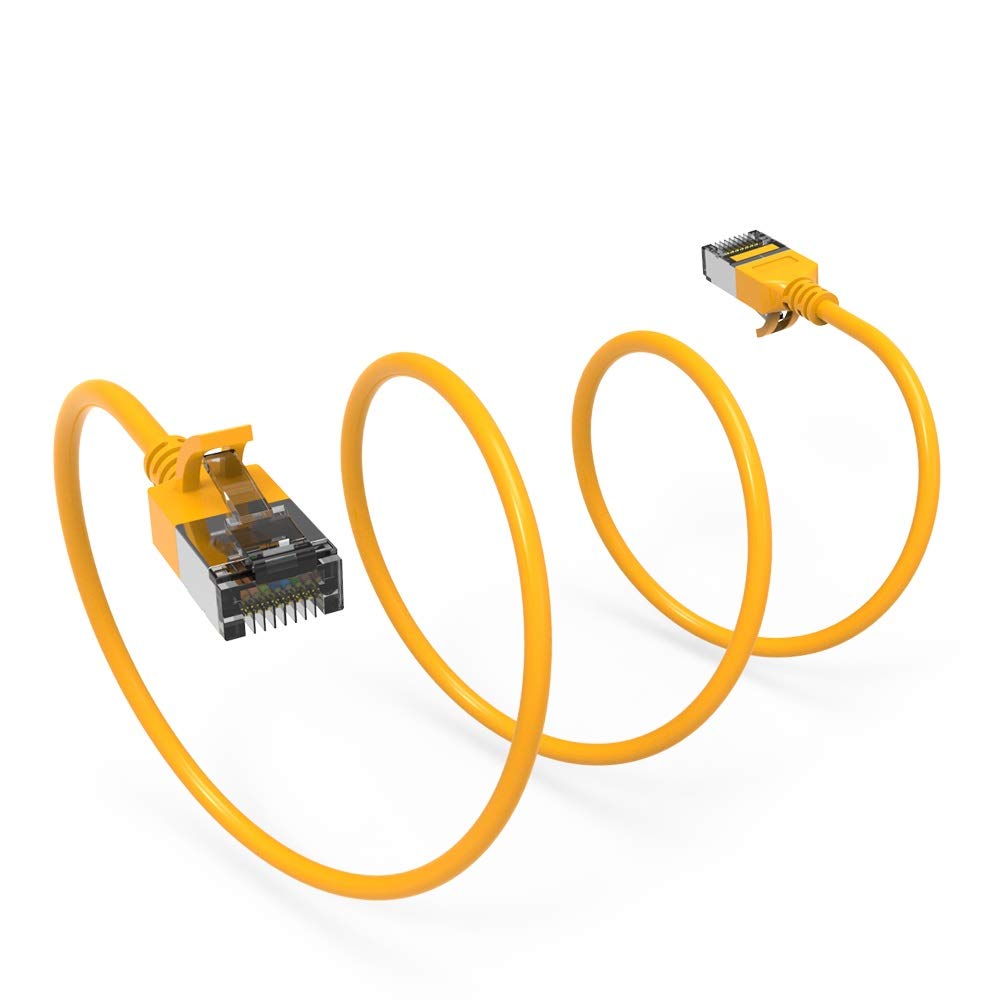 Nippon Labs 60Cat8 10 30Yw Cat8 Ethernet Cable 10 Feet Cat.8 U/Ftp Slim Ethernet Network Cable Yellow 30Awg   Latest 40Gbps 2000