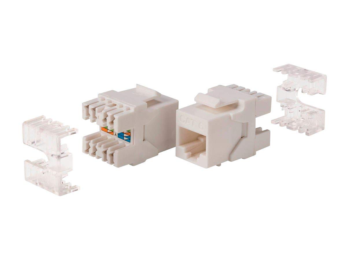 Monoprice Cat6 Rj45 180-Degree Dual Idc Keystone For 22-24Awg Solid Wire_ White