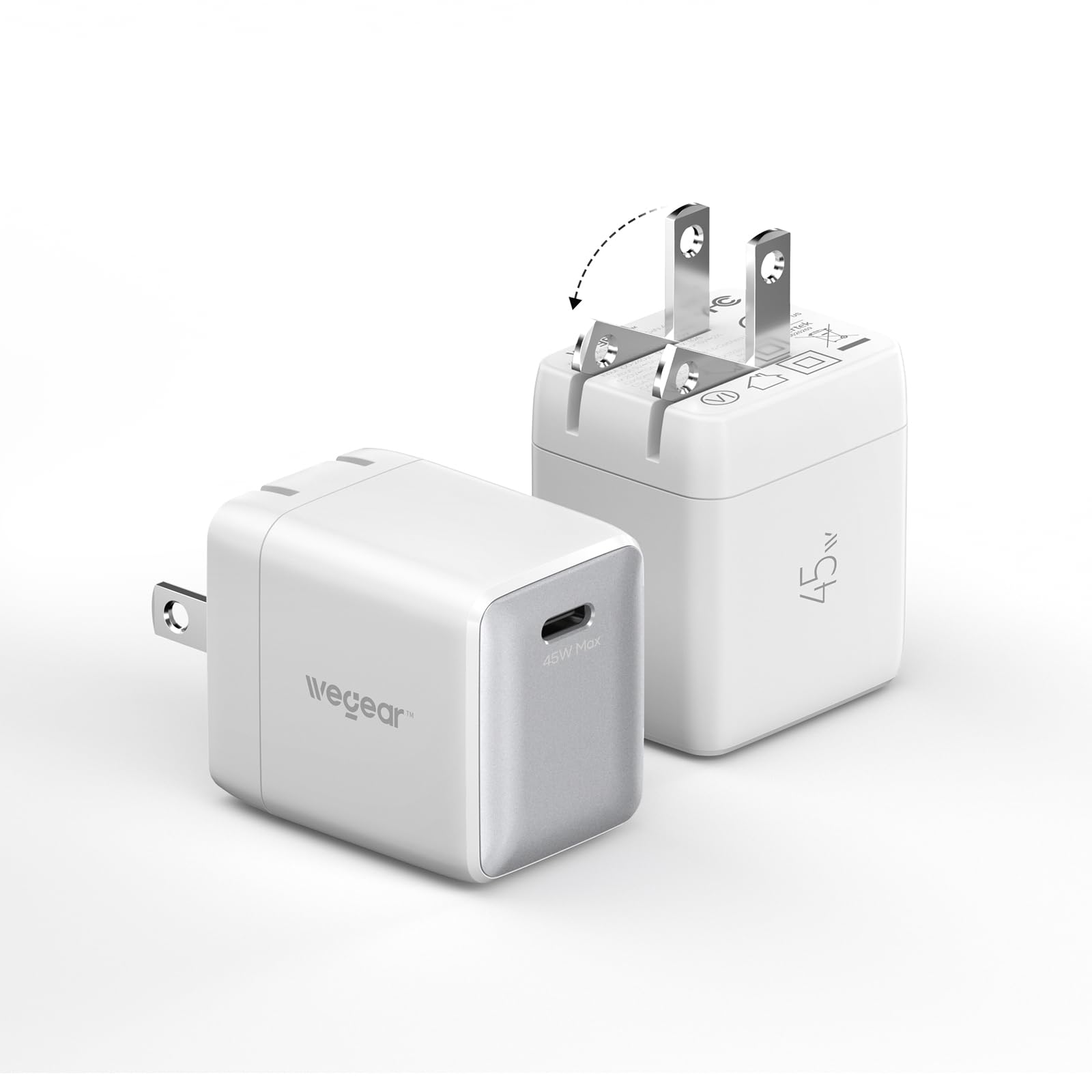 wegear Nano Phone Charger, 2Pack 45W GaN USB C Charger Block