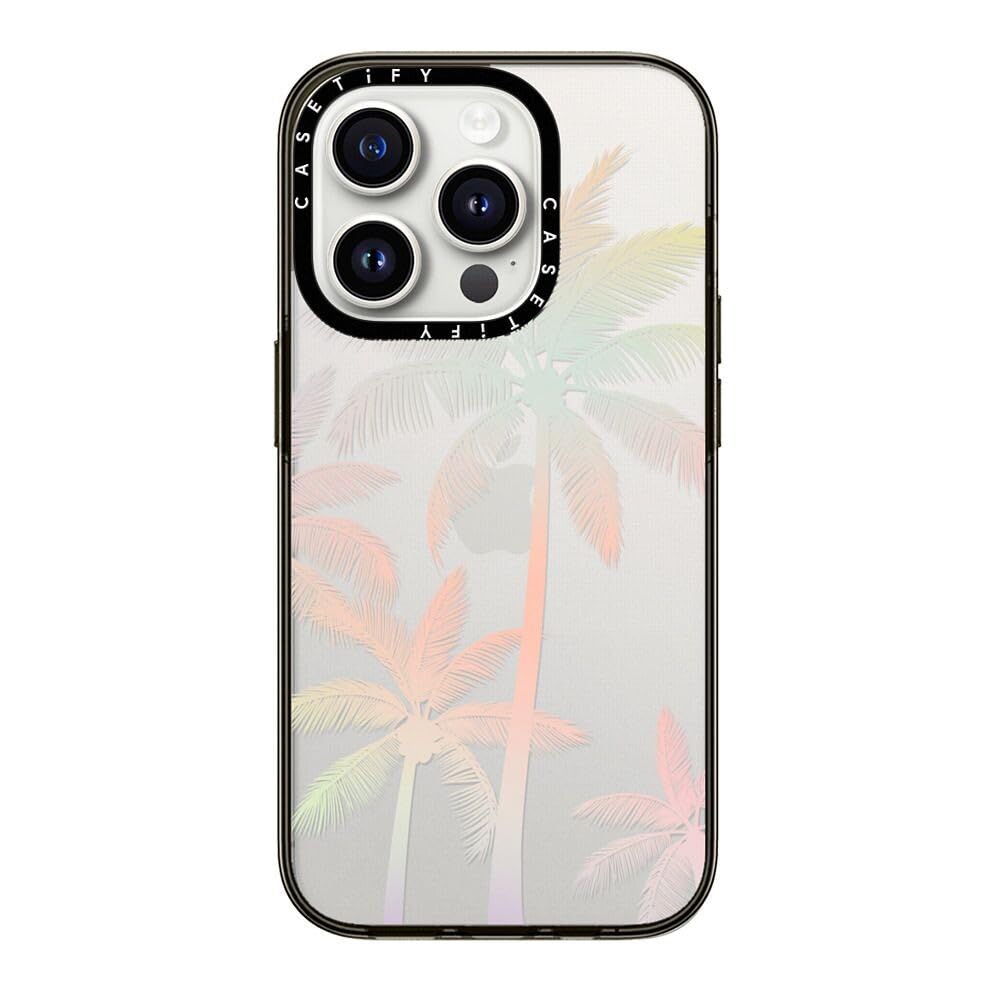 Casetify Compact Case For Iphone 15 Pro [2X Military Grade Drop Tested / 4Ft Drop Protection]   Modern Tropical Palm Tree   Clea
