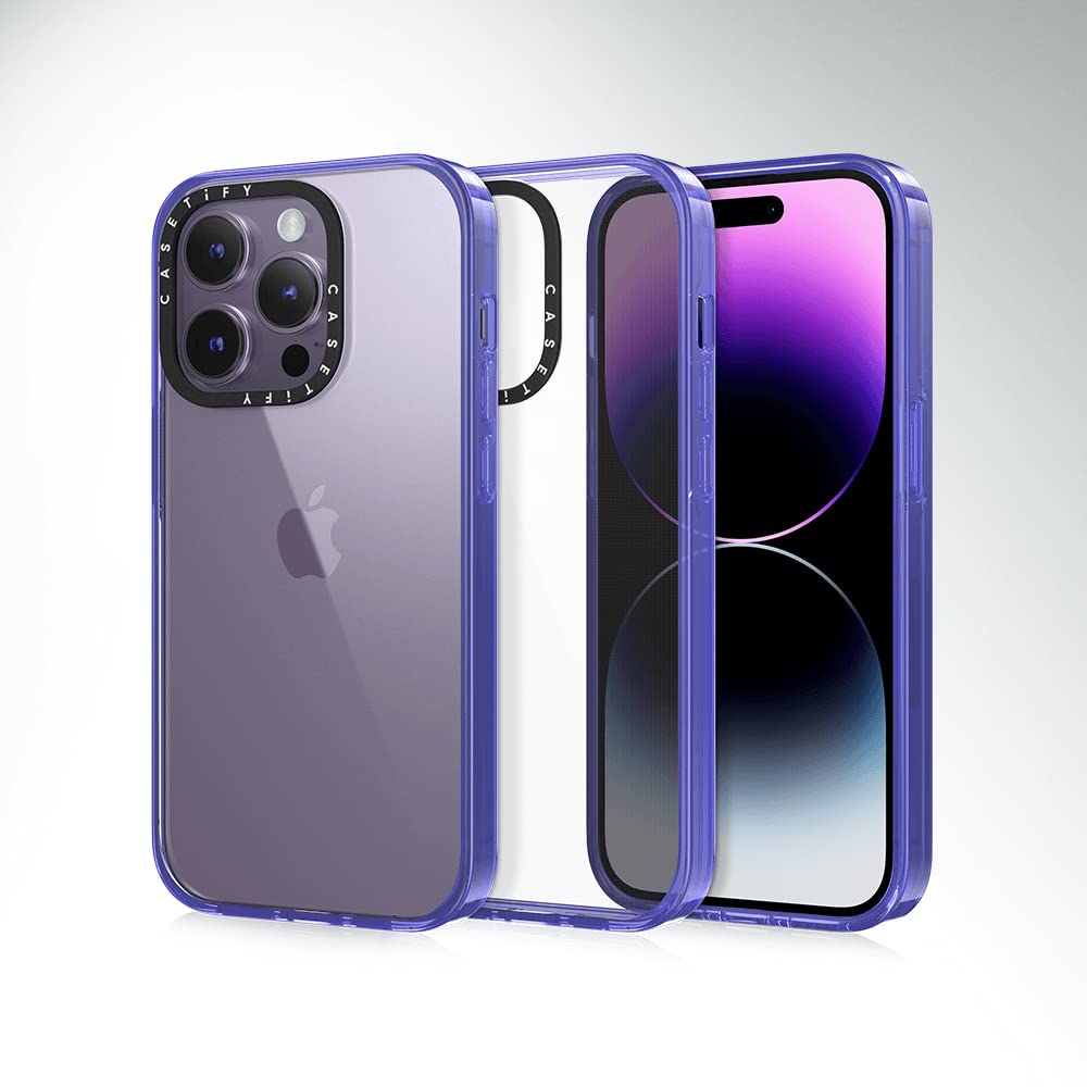 Casetify Compact Iphone 14 Pro Case [2X Military Grade Drop Tested / 4Ft Drop Protection]   Aqua Transparent   Peri Purple