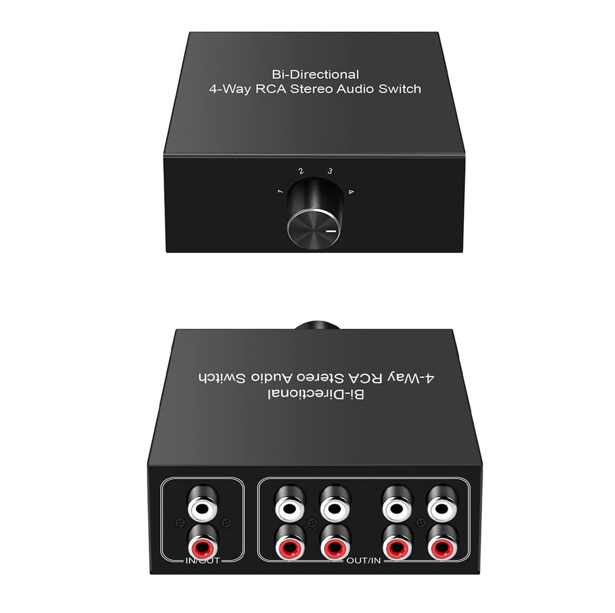 Dingsun Bi Directional 4 Way Rca Stereo Audio Switch Dignsun Audio Signal Source Switcher Selector Splitter Box For Cd, Dvd, Blu