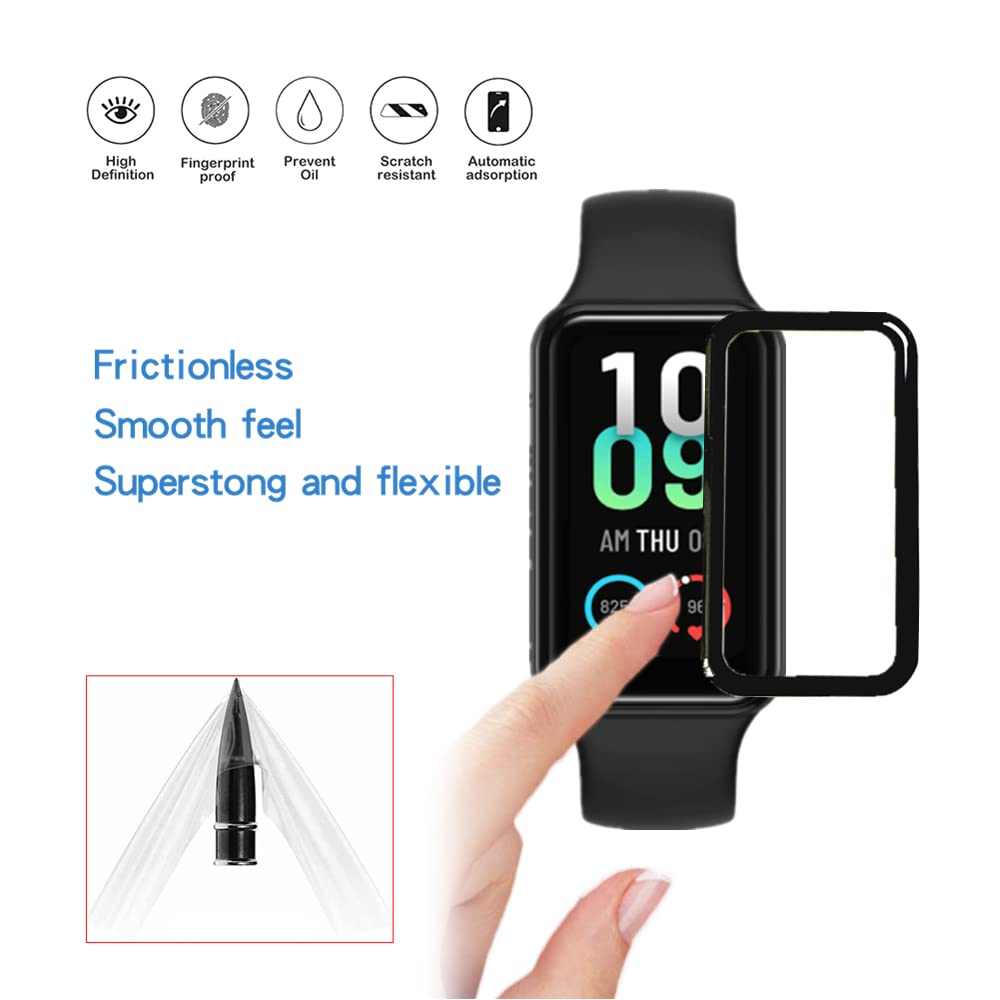 Mihence [ 3Pcs ] Compatible With Amazfit Band 7 Screen Protector, 3D Full Screen Coverage Curved Edge Pama Protective Film For Fitness Tracker, Transparent