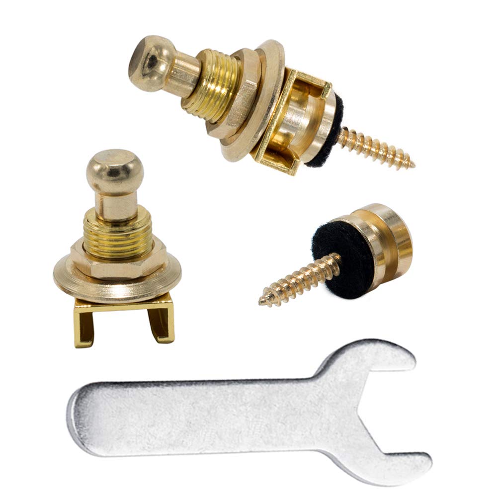 Rayzm Guitar Strap Locks Set, Security Strap Lock System for Acoustic/Electric/Bass Guitar, Quick Release Mechanism, Golden Meta