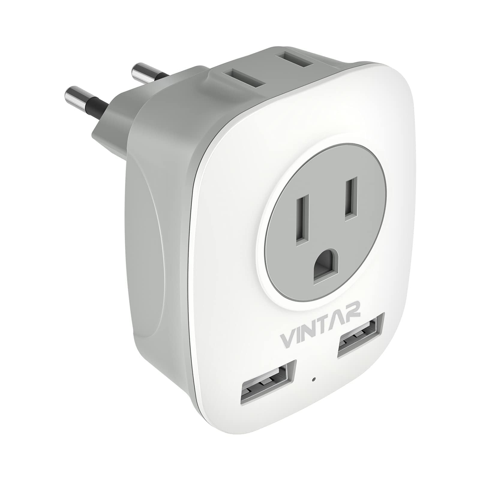 European Travel Plug Adapter, Vintar International Power Adapter With 2 Usb Ports,2 American Outlets 4 In 1 Travel Essentials To