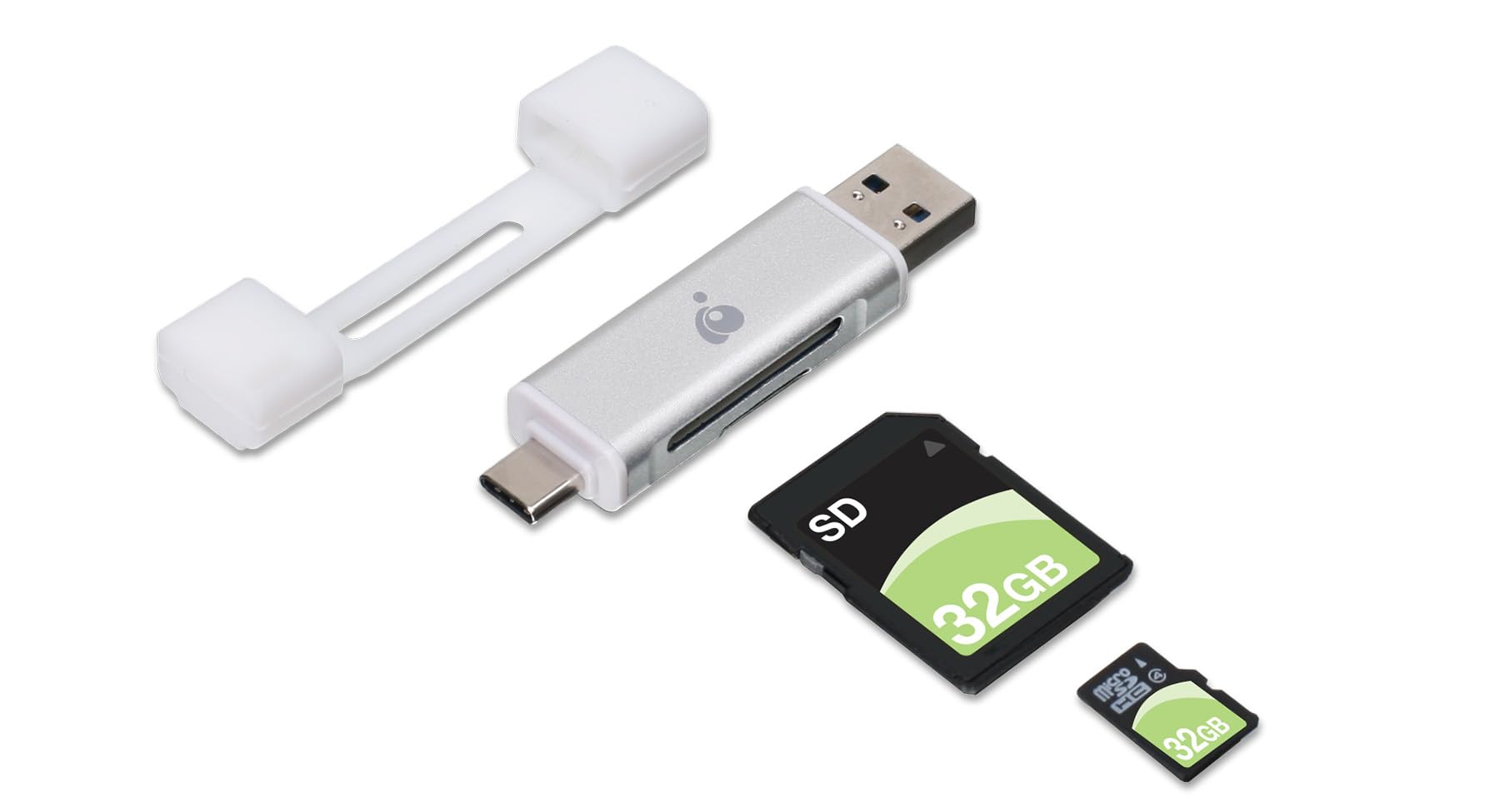 Iogear Usb-C 2-In-1 Sd Card Reader - W/Usb Type A - Sdxc - Sdhc - Sd - Mmc - Rs-Mmc - Micro Sdxc - Micro Sd - Micro Sdhc Card -