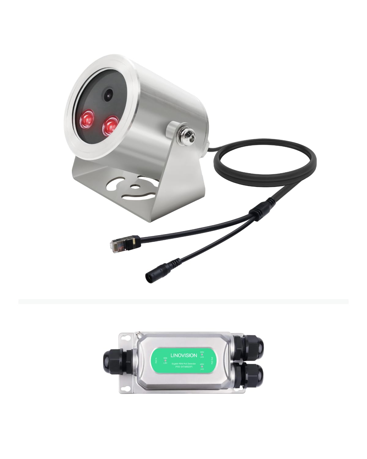 Linovision 4K Explosion Proof Camera With Extra 330Ft Outdoor Poe Transmission, Poe Network Camera With Stainless Steel Case, 10