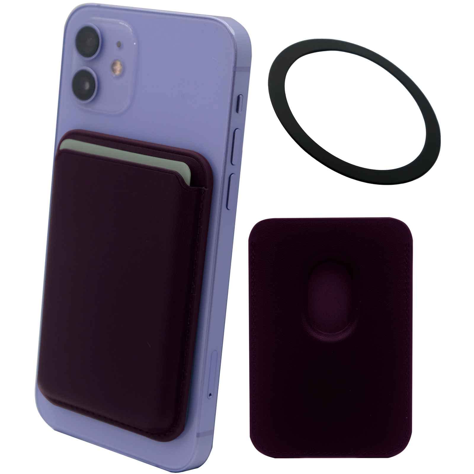 Meroqeel Magnetic Card Holder for Back of Phone, Leather Cell Phones Case with Strong Magnet for Credit Card for iPhone 14/13 / 