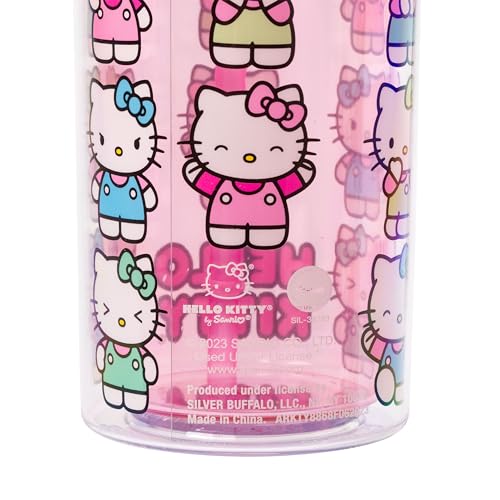 Silver Buffalo Sanrio Hello Kitty Expressions Poses Plastic Cold Cup With Lid And Straw, 20 Ounces