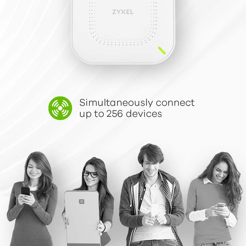 Zyxel Wifi 6 Ax1800 Wireless Gigabit Access Point | Mesh, Seamless Roaming, & Mu Mimo | Wpa3 Psk Security | Cloud, App Or Direct Management | Poe+ Or Ac Powered | Ac Adapter Included | Nwa50Ax