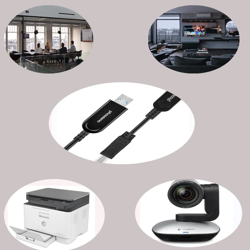 Phoossno Usb 3.0 A To B Extension Cable Active Optical Usb 10Gbps 33Ft 10M Backward Usb2.1 And Usb 1.1 Compatible With Camera Pr