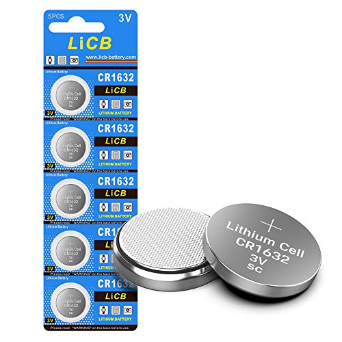 Licb 5 Pack Cr1632 Battery, Long Lasting & High Capacity Cr 1632 Lithium Batteries For Car Remote & Key Fob,3V Coin & Button Cel