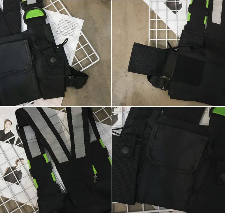 Irisfly Radio Chest Harness Holder Vest Rig, Walkie Talkies Radio Chest Harness With Front Pouches And Zipper Bag