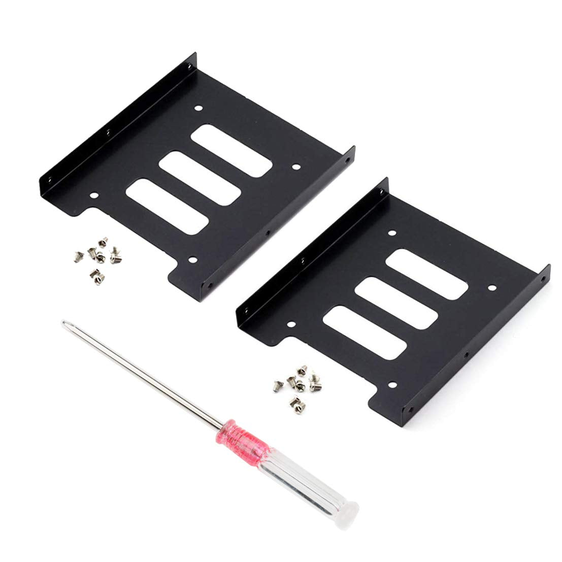 SSD Bracket 2.5 to 3.5 Adapter 2Pack, Hftywy SSD Mounting Bracket Kit 2.5 to 3.5 SSD HDD Hard Disk Drive Bays Holder Metal Mounting Bracket Adapter with Screws for PC SSD