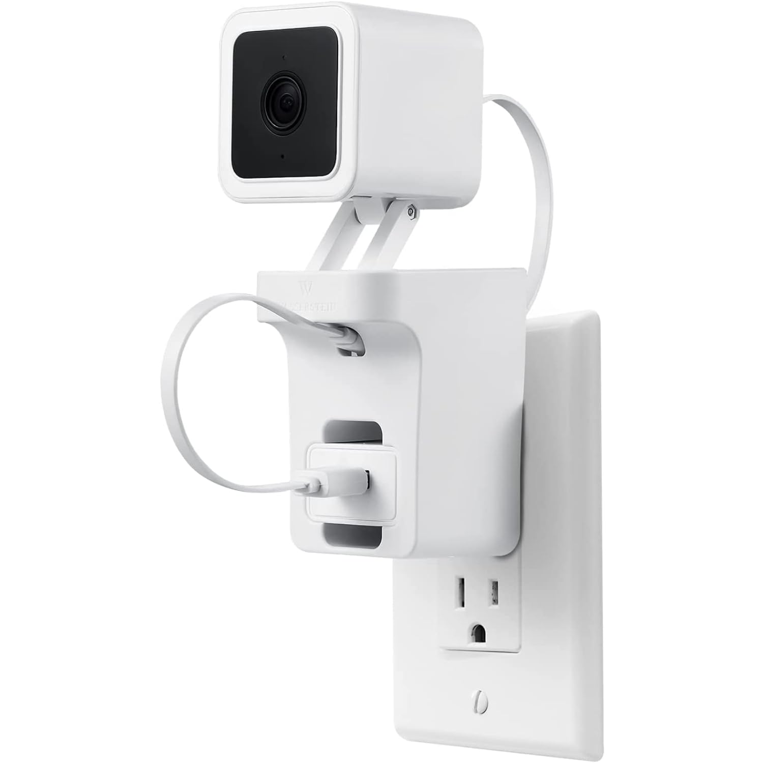 Wasserstein Ac Outlet Wall Mount Compatible With Wyze Cam V3   Reliable Mounting Alternative For Your Cameras (White)